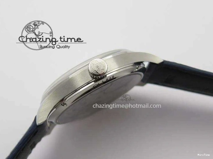 MIROTIME 0421 Portuguese IW5444 SS White Dial Blue Numbers On Blue Leather Strap A Modern 7258